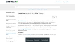 
                            13. Google Authenticator 2FA – Bitfinex Help Center