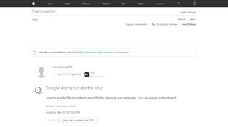 
                            5. Google Authenticator for Mac - Apple Community - Apple Discussions