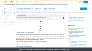 
                            2. Google Calendar API - Error 401 Login Required - Stack Overflow