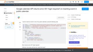 
                            5. Google calendar API returns error 401 'login required' on ...