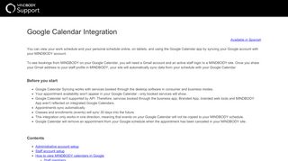 
                            3. Google Calendar Integration - MINDBODY Support