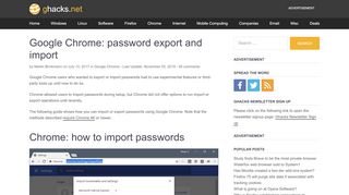 
                            9. Google Chrome: password export and import - gHacks Tech News