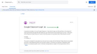 
                            6. Google Classroom Login - Google Product Forums