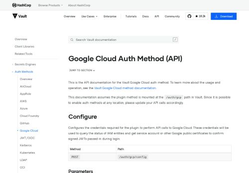
                            8. Google Cloud - Auth Methods - HTTP API - Vault by HashiCorp