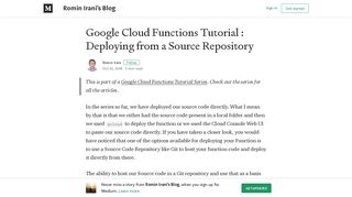 
                            8. Google Cloud Functions Tutorial : Deploying from a Source Repository