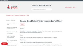 
                            8. Google Cloud Print: Printer reported as 