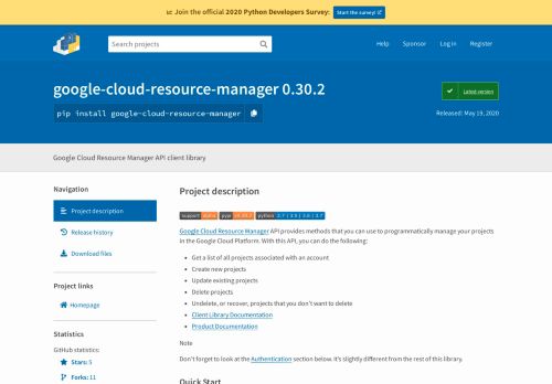 
                            11. google-cloud-resource-manager · PyPI