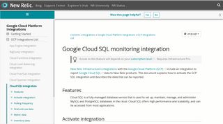 
                            8. Google Cloud SQL monitoring integration | New Relic Documentation