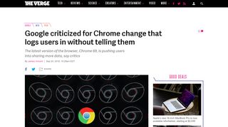 
                            11. Google criticized for Chrome change that logs users in ...