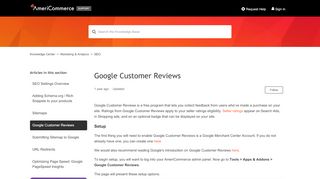 
                            10. Google Customer Reviews – Knowledge Center - Support