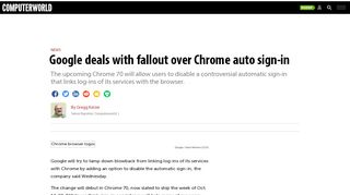 
                            6. Google deals with fallout over Chrome auto sign-in | Computerworld