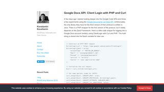 
                            1. Google Docs API: Client Login with PHP and Curl – Konstantin ...