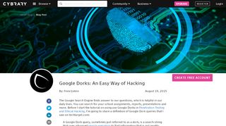 
                            8. Google Dorks: An Easy Way of Hacking - Cybrary