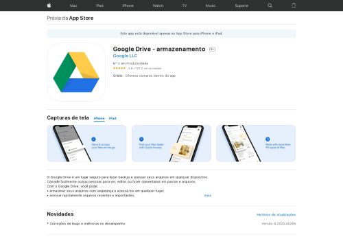 
                            10. Google Drive - armazenamento na App Store - iTunes - Apple