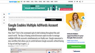 
                            10. Google Enables Multiple AdWords Account Logins - Search Engine ...