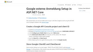 
                            2. Google externe Anmeldung Setup in ASP.NET Core | Microsoft Docs