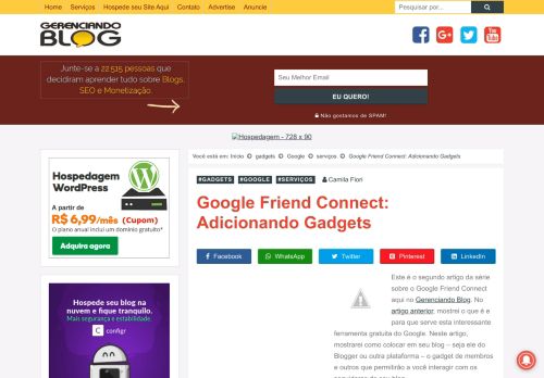 
                            3. Google Friend Connect: Adicionando Gadgets - Gerenciando Blog
