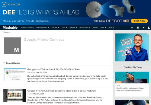 
                            3. google friend connect - Mashable