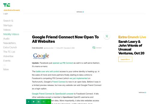 
                            4. Google Friend Connect Now Open To All Websites | TechCrunch