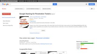 
                            5. Google Hacking for Penetration Testers - Google Books-Ergebnisseite