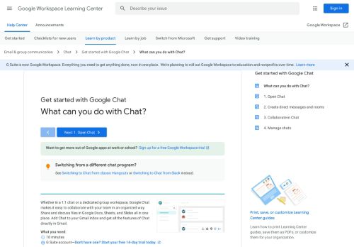 
                            8. Google Hangouts Chat: スタートガイド | Learning Center | G Suite