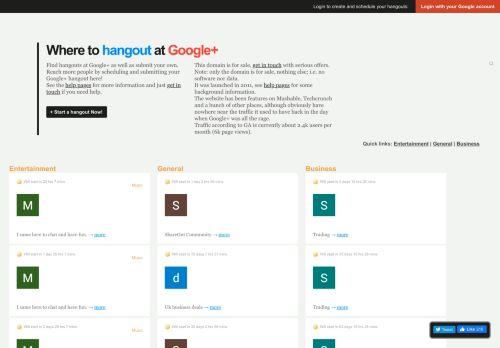 
                            13. Google+ Hangouts; list of Google hangouts sorted by category