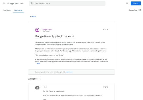 
                            9. Google Home App Login Issues - Google Product Forums