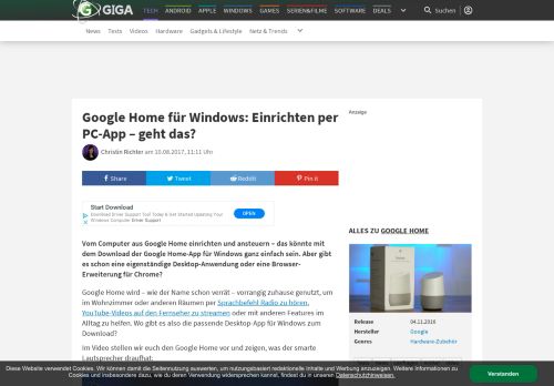 
                            2. Google Home für Windows: Einrichten per PC-App – geht das? – GIGA