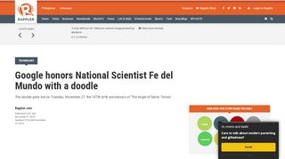 
                            12. Google honors National Scientist Fe del Mundo with a doodle - Rappler