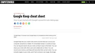
                            5. Google Keep cheat sheet | Computerworld