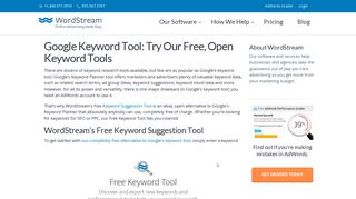 
                            6. Google Keyword Tool: Try Our Free, Open Keyword Tools - WordStream