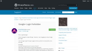 
                            12. Google+ Login Forbidden | WordPress.org