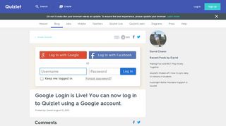 
                            7. Google Login is Live! You can now log in to Quizlet using a Google ...