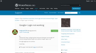 
                            11. Google+ Login not working | WordPress.org