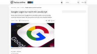 
                            8. Google: Login nur noch mit JavaScript | heise online