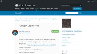 
                            8. Google+ Login Scope | WordPress.org