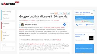 
                            10. Google+ oAuth and Laravel in 60 seconds | Codingo Tuts
