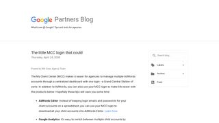 
                            12. Google Partners Blog: The little MCC login that could