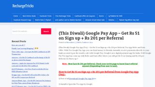 
                            3. Google Pay App Diwali Offer - Get Rs 51 Sign up + Rs 201 per Referral