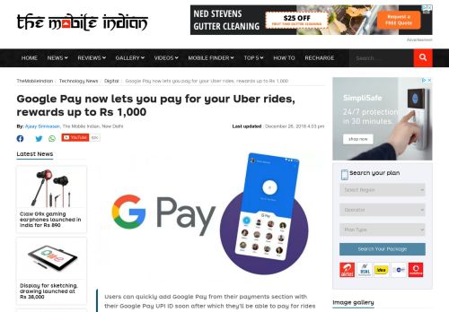 
                            9. Google Pay now lets you pay for your Uber rides, rewards up to Rs 1,000