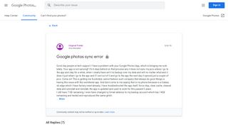 
                            3. Google photos sync error - Google Product Forums