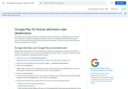 
                            2. Google Play für Nutzer aktivieren oder deaktivieren - G Suite-Admin ...