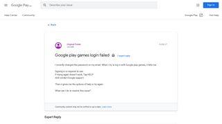 
                            2. Google play games login failed - Google Product Forums