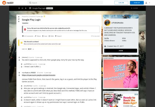 
                            11. Google Play Login : PUBGMobile - Reddit