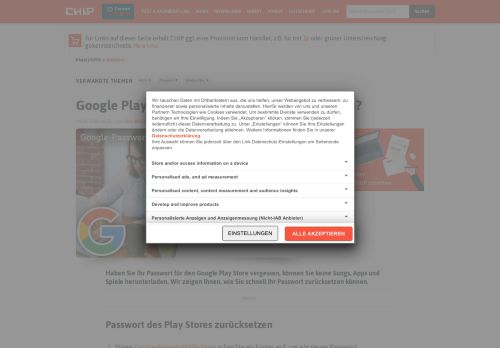 
                            2. Google Play Store: Passwort vergessen - was tun? - CHIP