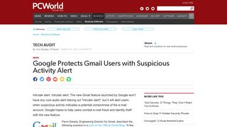 
                            11. Google Protects Gmail Users with Suspicious Activity Alert | PCWorld