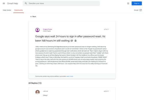 
                            4. Google says wait 24 hours to sign in after password reset, Its ...