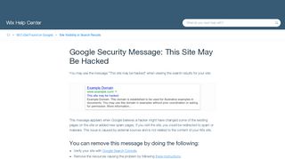 
                            1. Google Security Message: This Site May Be Hacked - Wix Help Center