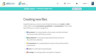 
                            13. Google Sheets: Creating Google Docs - GCFLearnFree.org - GCFGlobal