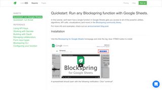 
                            7. Google Sheets - Quickstart – Blockspring Docs